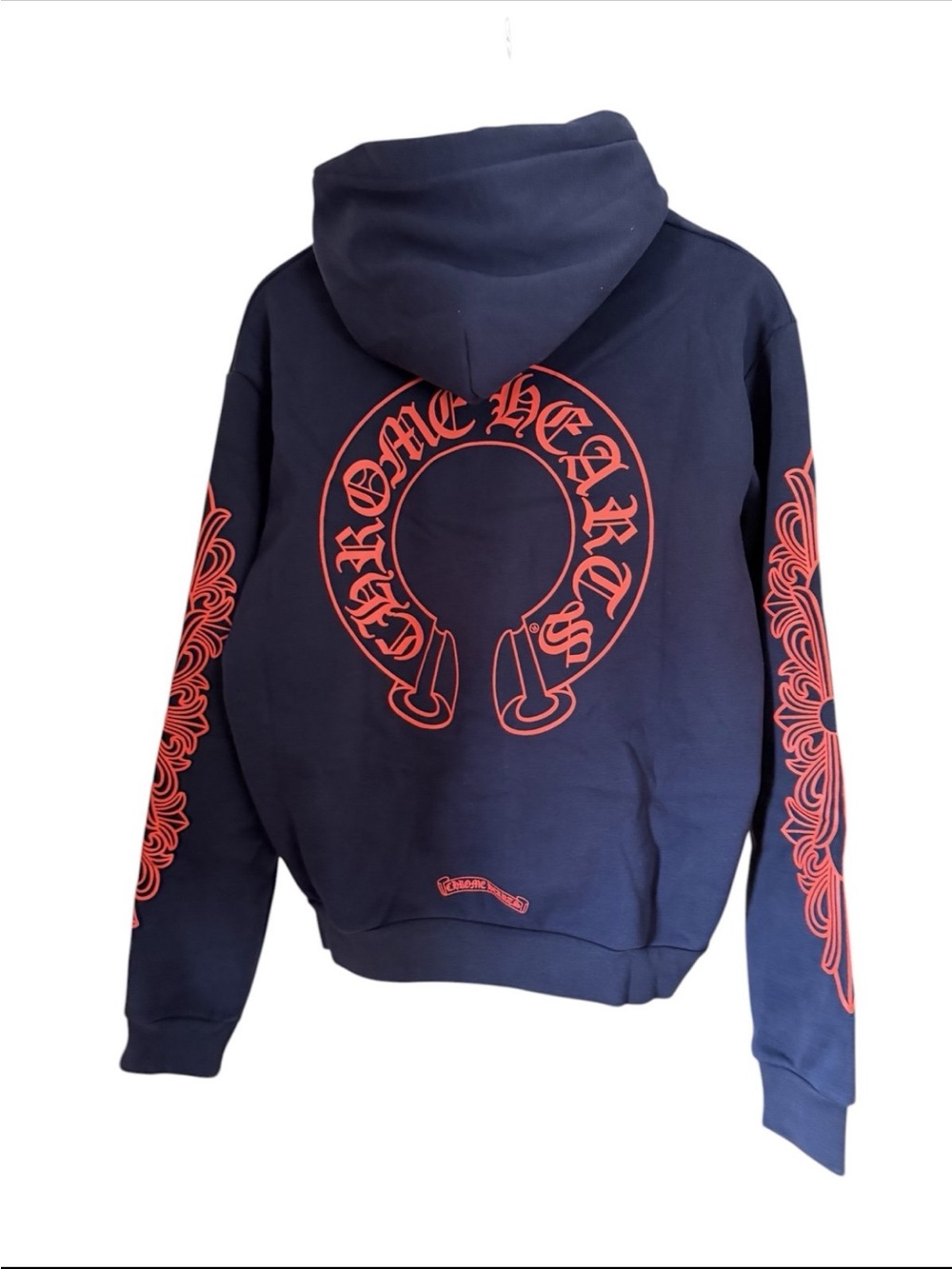 Chrome Hearts Navy Hoodie with red floral pattern and White Tags
